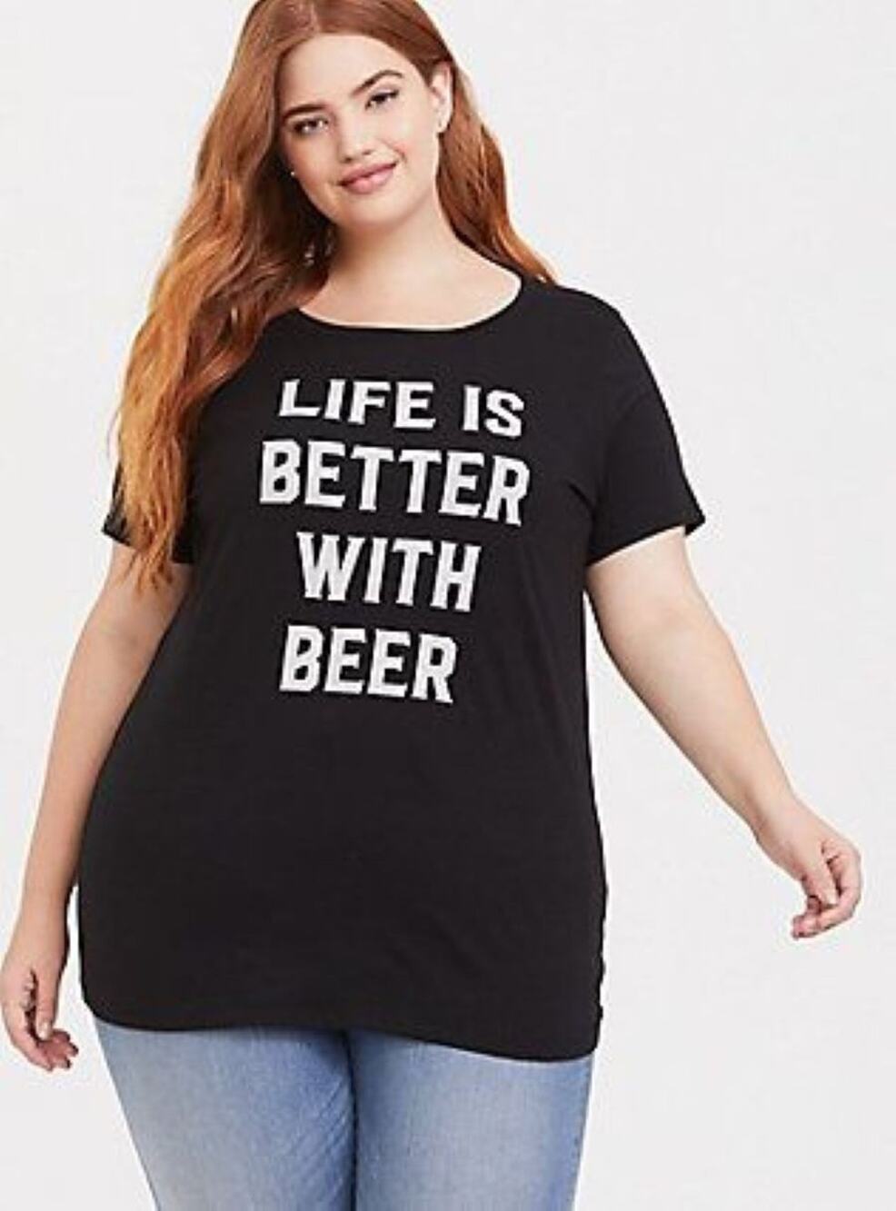 Torrid Graphic T-Shirt Plus Size 2 Black Life Is Better With Beer Short Sleeve